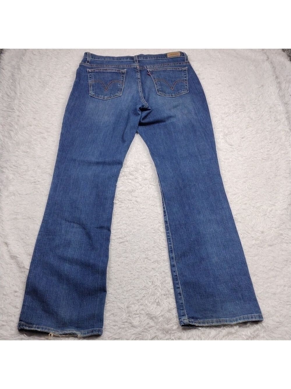 Levi's 550 Blue Medium Wash Five Pocket High Rise Relaxed Boot Cut Denim Jean - Picture 12 of 15